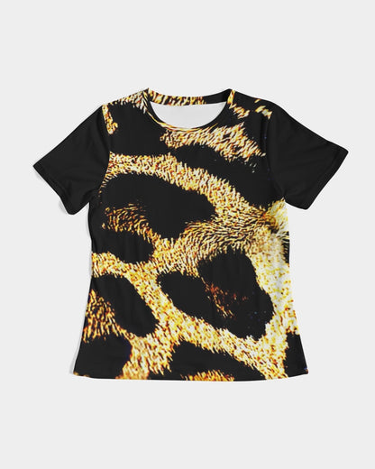 Primal Elegance: Golden Leopard Abstract T-shirt