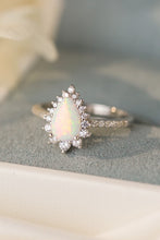 Load image into Gallery viewer, Platinum Plated Opal Pear Shape Ring