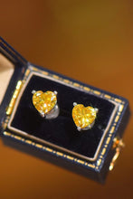 Load image into Gallery viewer, Yellow 2 Carat Heart Moissanite Platinum Plated Earrings