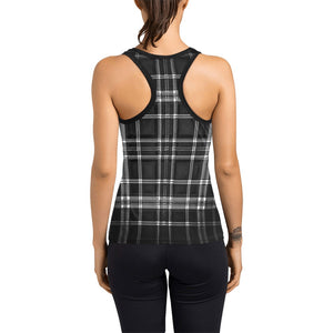 TRP Twisted Patterns 06: Digital Plaid 01-06A Camiseta sin mangas de diseñador para mujer con espalda cruzada 