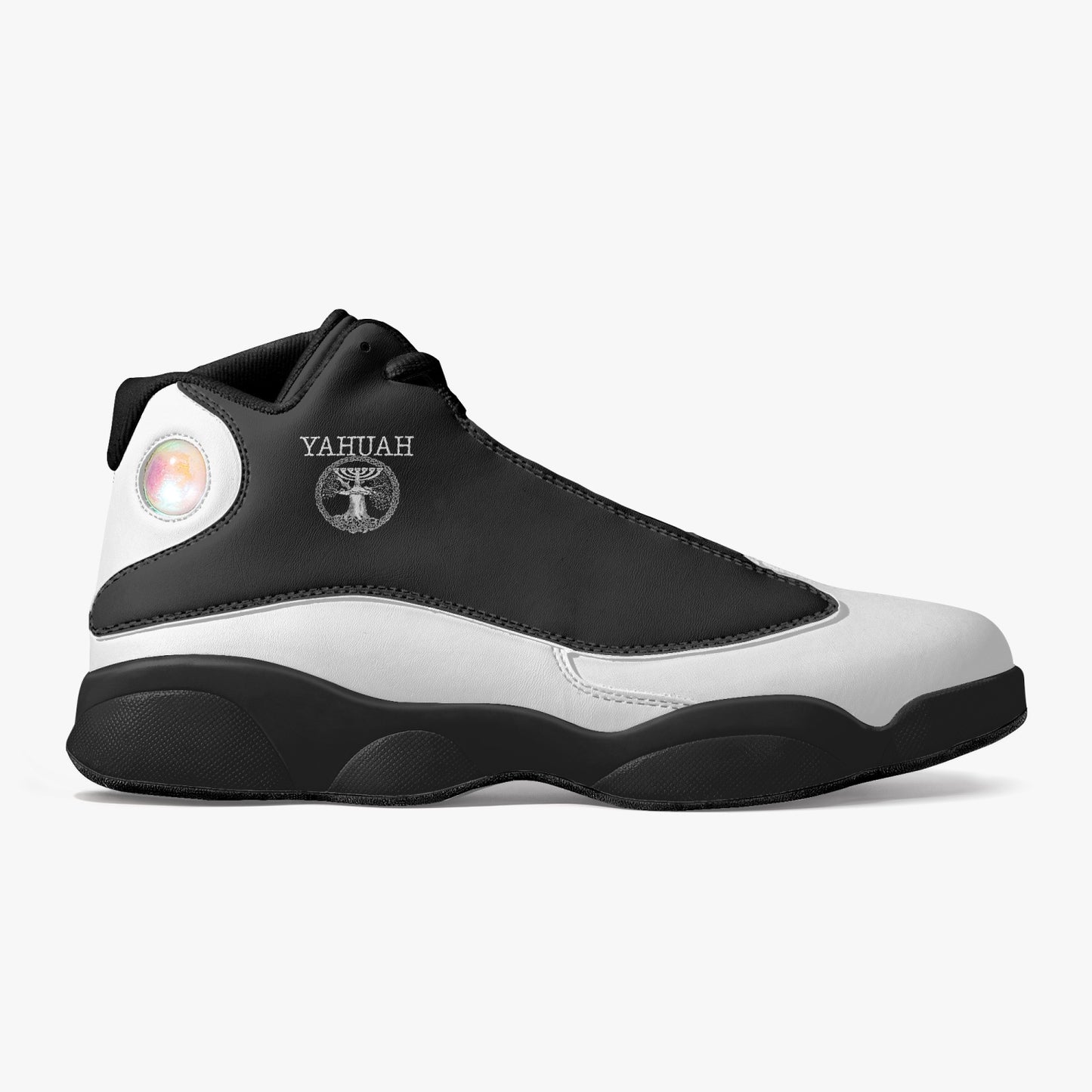 Yahuah-Tree of Life 02-06 Yin Yang Unisex Black Sole Basketball Sneakers