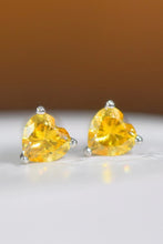 Load image into Gallery viewer, Yellow 2 Carat Heart Moissanite Platinum Plated Earrings