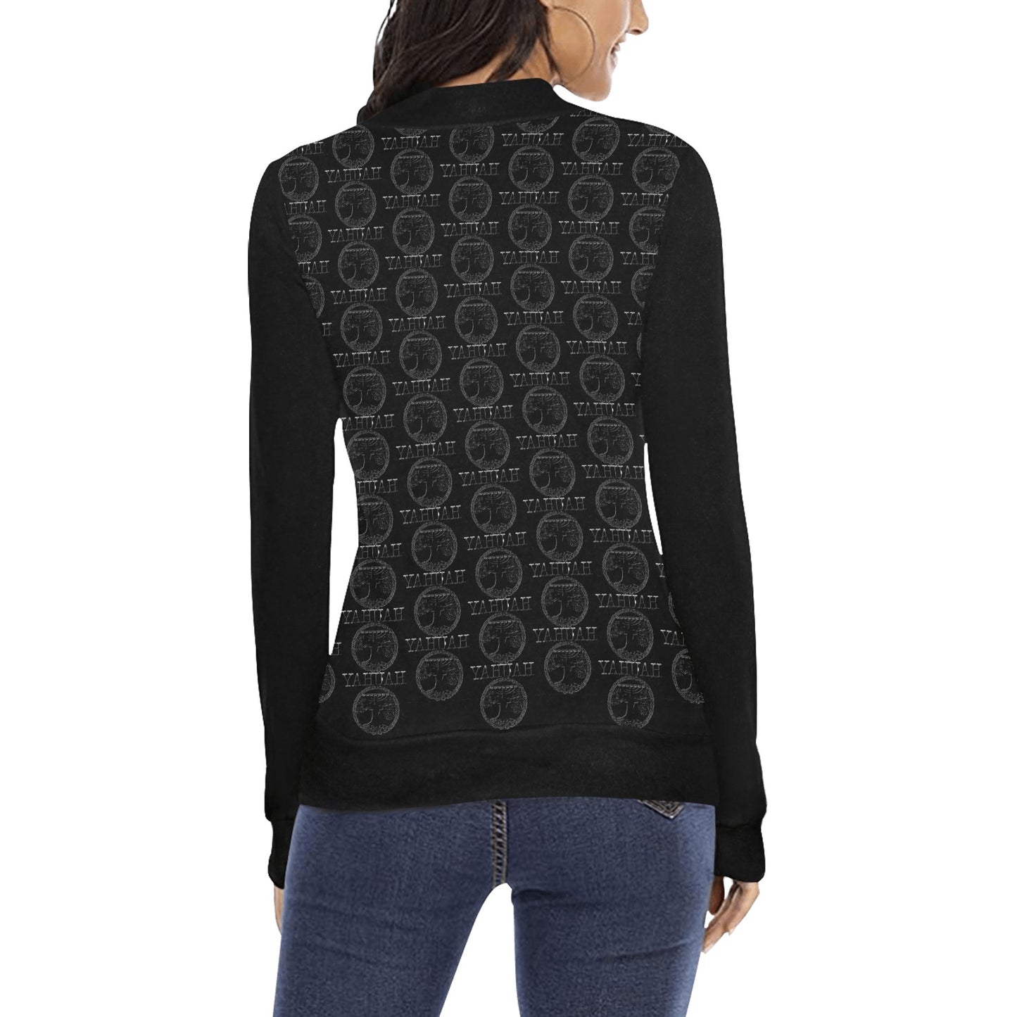 Yahuah-Tree of Life 02-04 Ladies Designer Mock Neck Sweatshirt