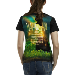 Yahuah Yahusha 03-01 Camiseta de diseñador para mujer 