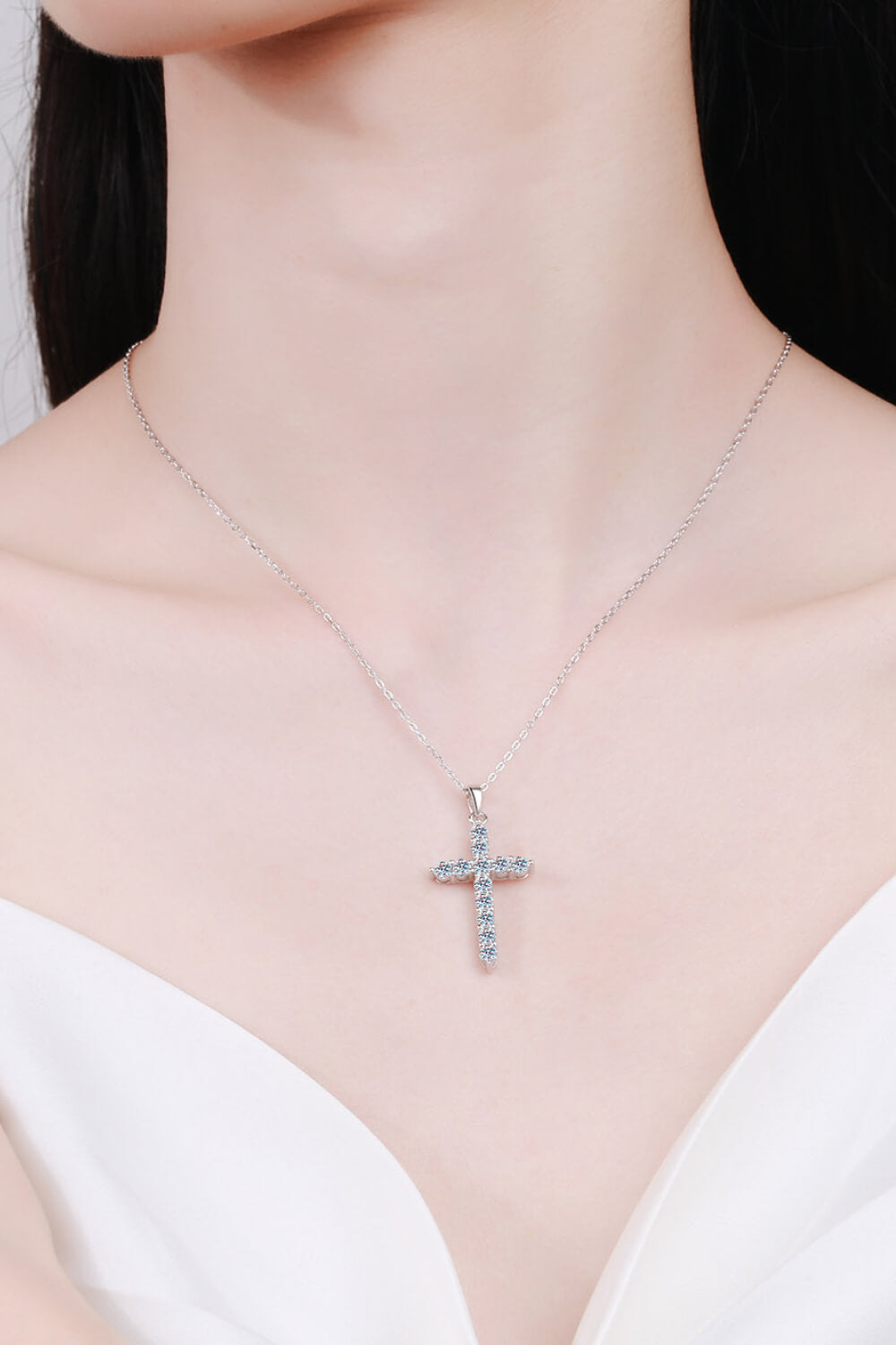 925 Sterling Silver Cross Moissanite 3.6 Carat Necklace