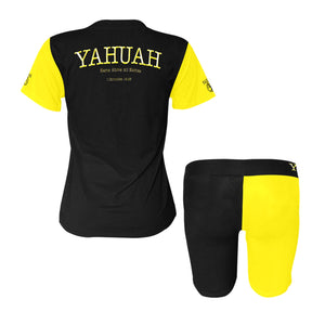 Yahuah-Name Above All Names 02-02 Conjunto de pantalones cortos de yoga de diseñador 