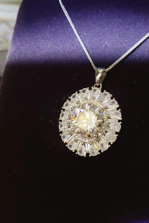 5 Carat 925 Sterling Silver Moissanite Gemstone Pendant Necklace