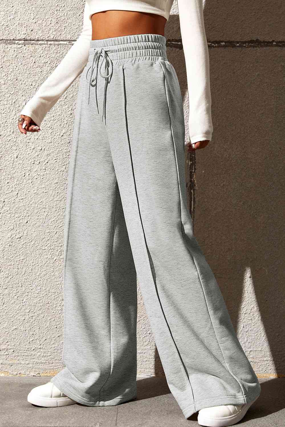 Drawstring High Waist Wide Leg Pants with Pockets (9 colors)