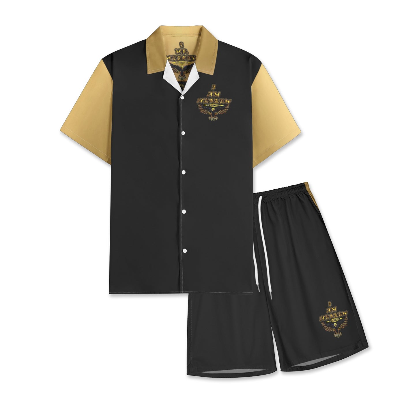 I AM HEBREW 02 Men's Designer Two Piece Short Sleeve Dress Shirt and Shorts Set