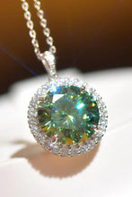 Load image into Gallery viewer, 10 Carat Moissanite Platinum Plated Emerald Gemstone Pendant Necklace