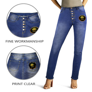 Yahuah-Tree of Life 03-01 Jeans ajustados de diseñador para mujer (impresos en la parte delantera y trasera) 