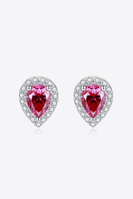 Moissanite 2 Carat Teardrop Stud Earrings in Rose