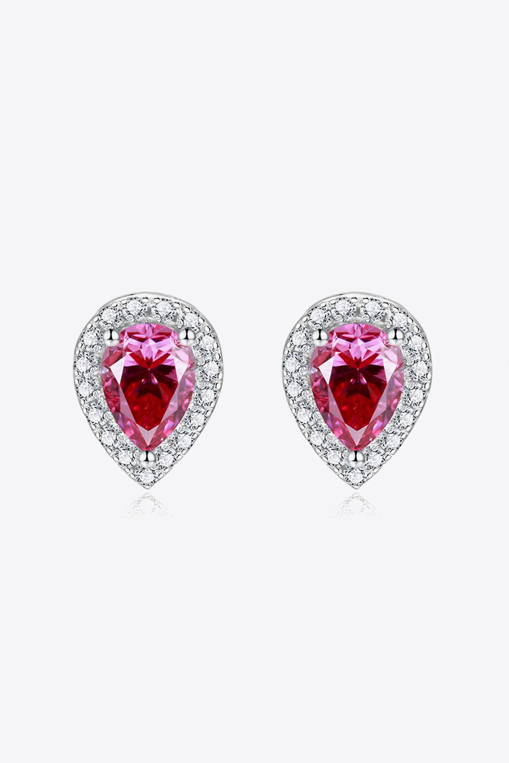 Moissanite 2 Carat Teardrop Stud Earrings in Rose