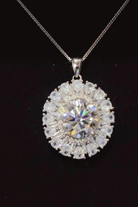 5 Carat 925 Sterling Silver Moissanite Gemstone Pendant Necklace