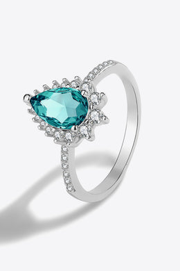 Anillo con forma de pera y turmalina Paraiba