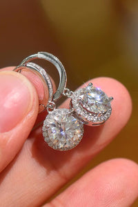 Round 2 Carat Moissanite Drop Earrings