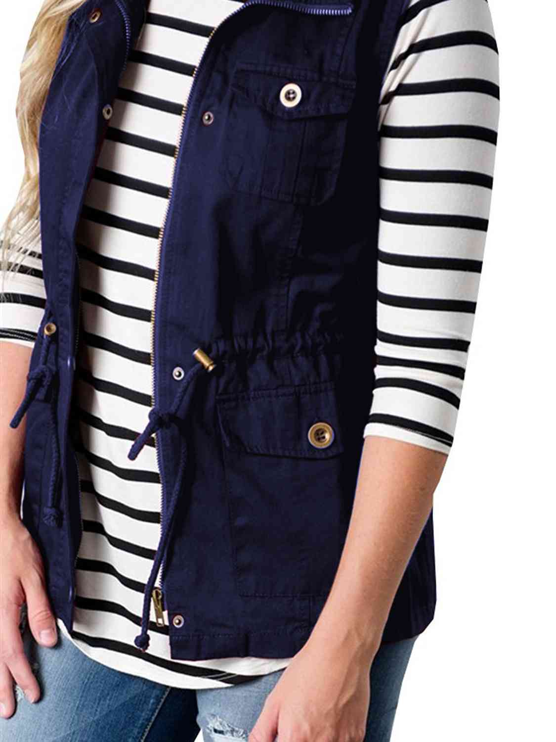 Drawstring Waist Vest with Pockets (4 colors)