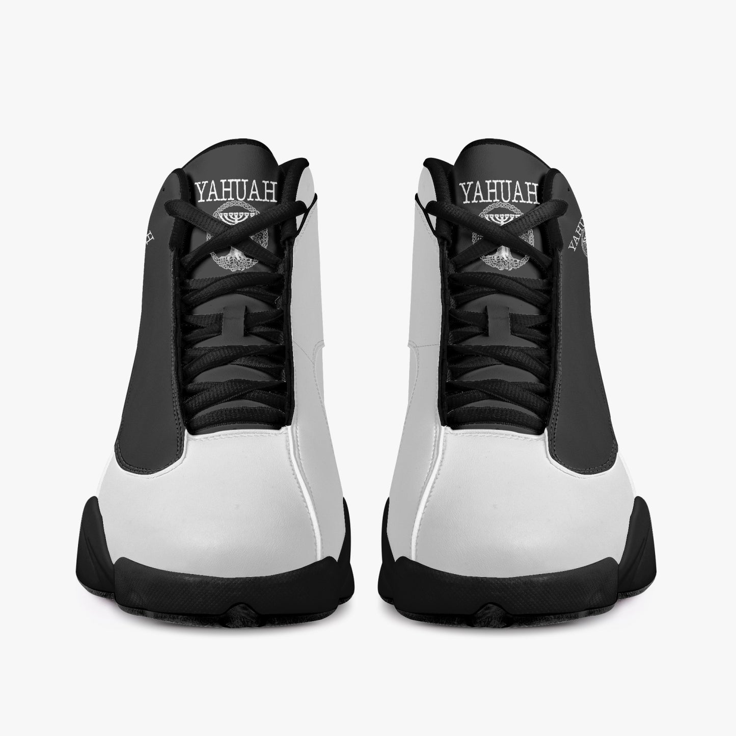 Yahuah-Tree of Life 02-06 Yin Yang Unisex Black Sole Basketball Sneakers