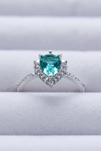 Anillo con forma de pera y turmalina Paraiba