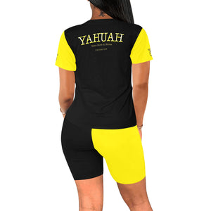 Yahuah-Name Above All Names 02-02 Conjunto de pantalones cortos de yoga de diseñador 