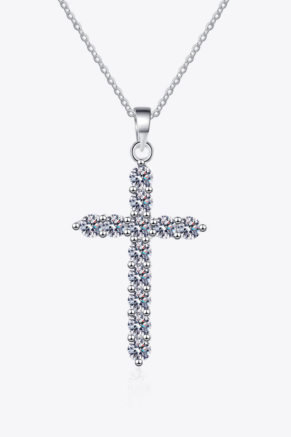 925 Sterling Silver Cross Moissanite 3.6 Carat Necklace