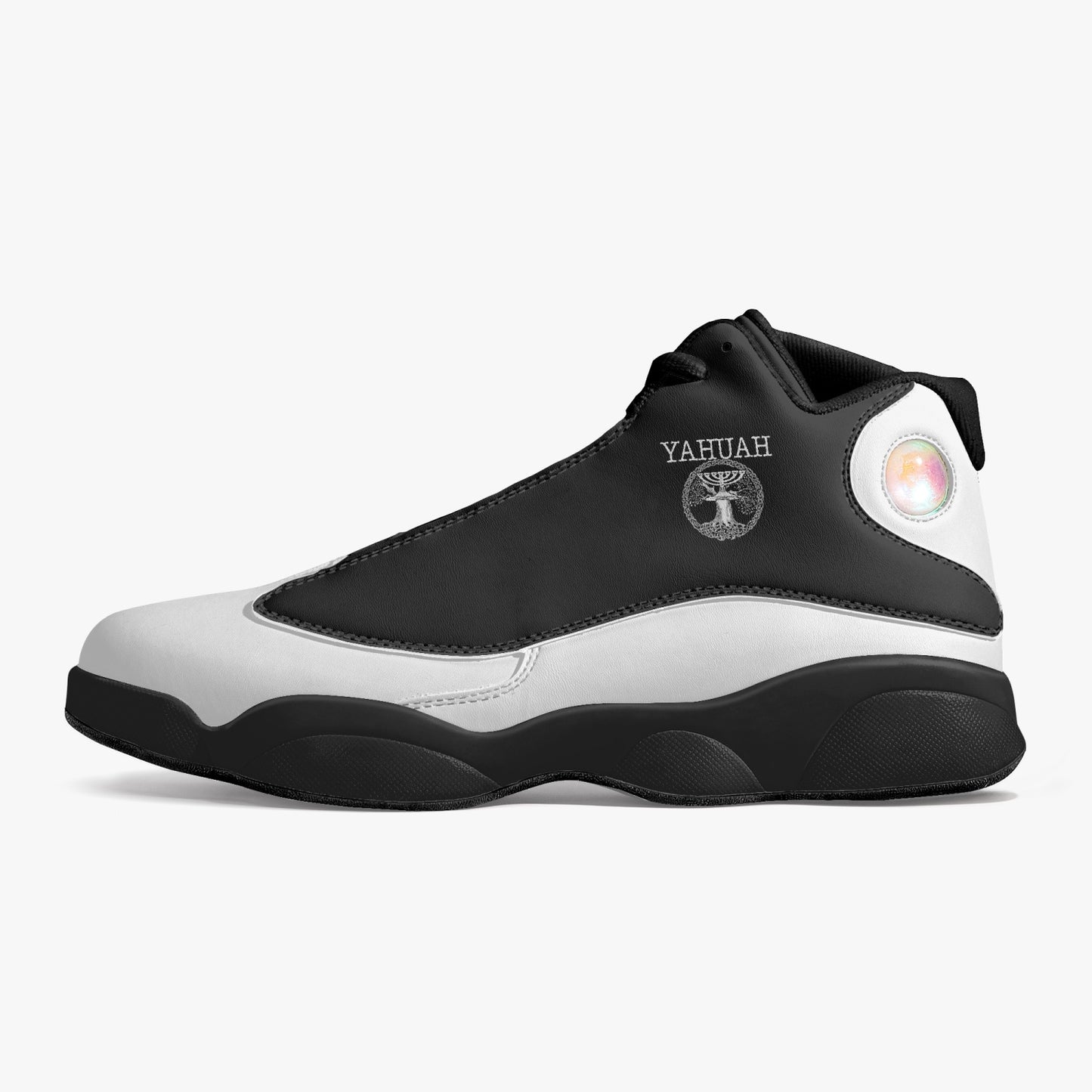 Yahuah-Tree of Life 02-06 Yin Yang Unisex Black Sole Basketball Sneakers