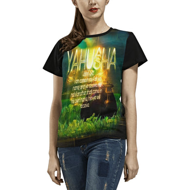 Yahuah Yahusha 03-01 Camiseta de diseñador para mujer 