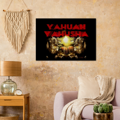 Yahuah Yahusha 02 Horizontal Brushed Aluminum Print 3.3ft W x 2.3ft H