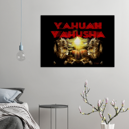 Yahuah Yahusha 02 Horizontal Brushed Aluminum Print 3.3ft W x 2.3ft H