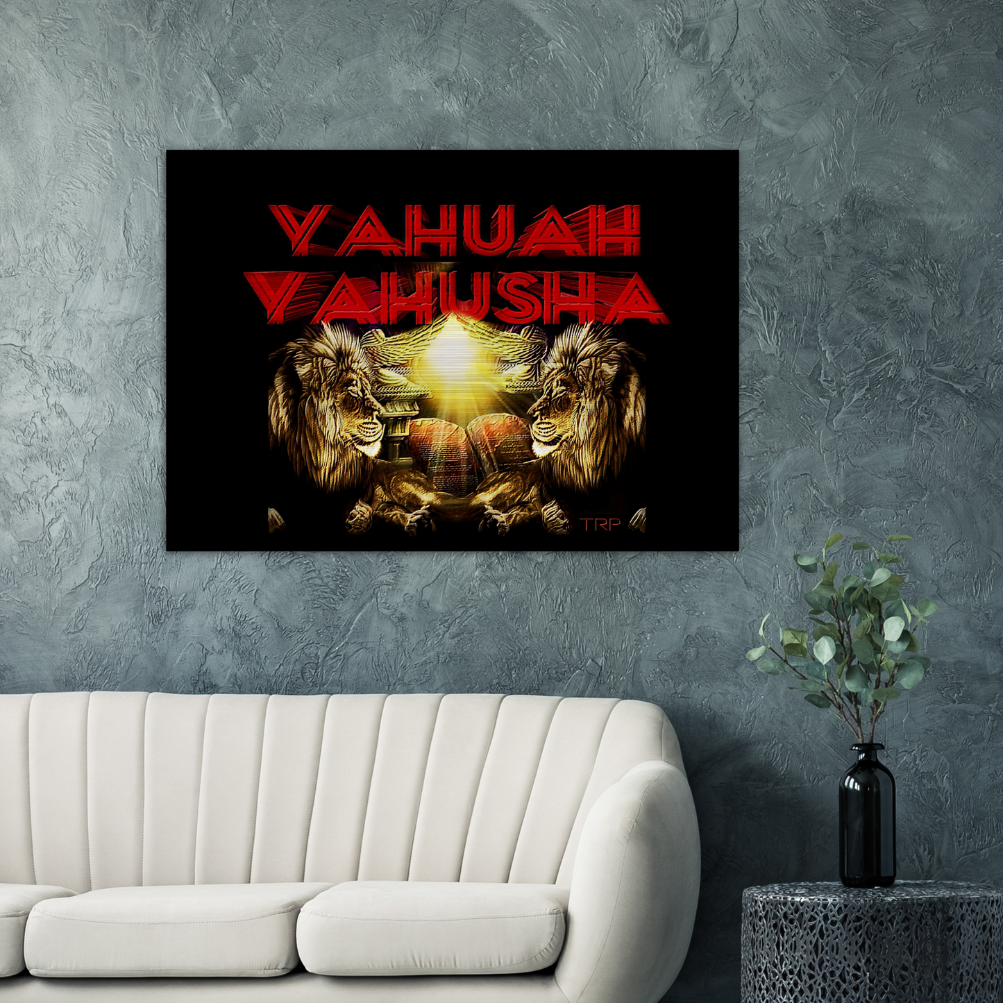 Yahuah Yahusha 02 Impresión horizontal en aluminio cepillado 3,2 pies (ancho) x 2,2 pies (alto)